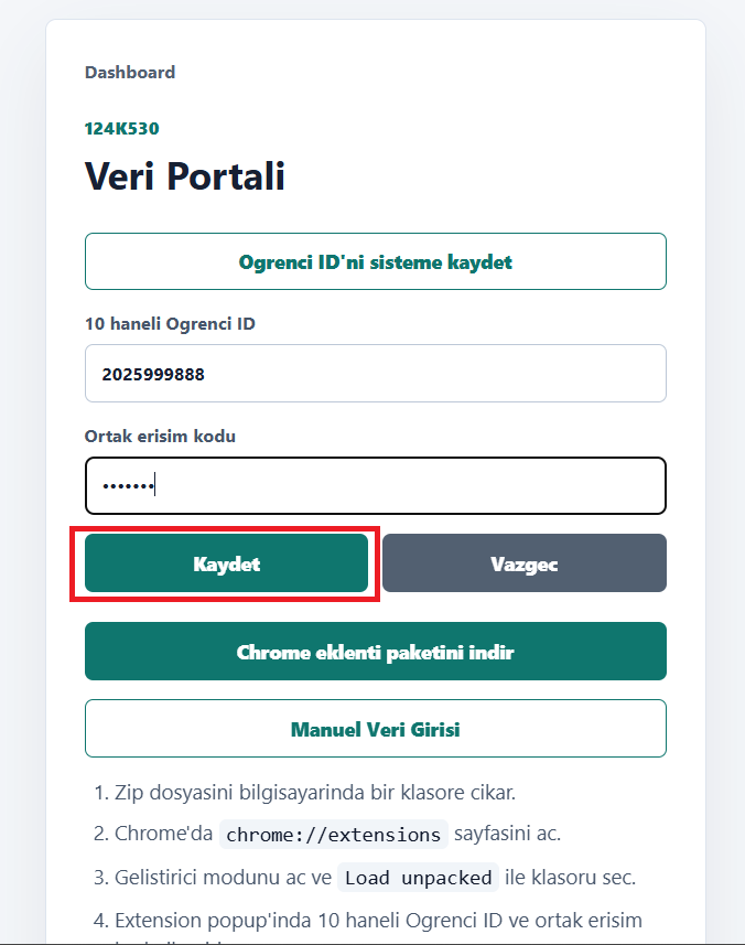 Ogrenci kaydi formu ve bilgilerin girilmesi