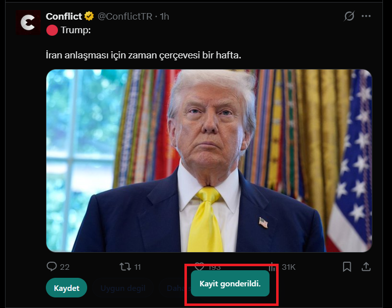 Tweet kaydinin gonderilmesi